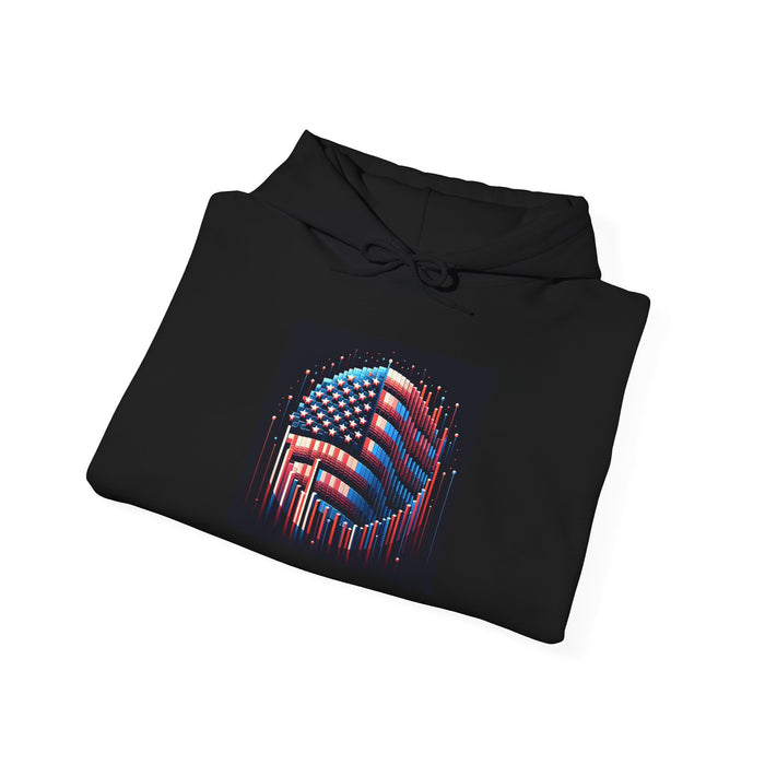 Space Patriotic USA Flag Hooded Sweatshirt - Unisex Heavy Blend