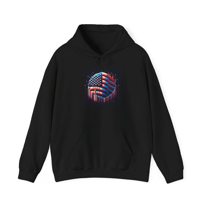 Space Patriotic USA Flag Hooded Sweatshirt - Unisex Heavy Blend