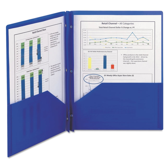 Smead Manufacturing SMD87726 Poly Two-Pocket Folder with Fasteners,