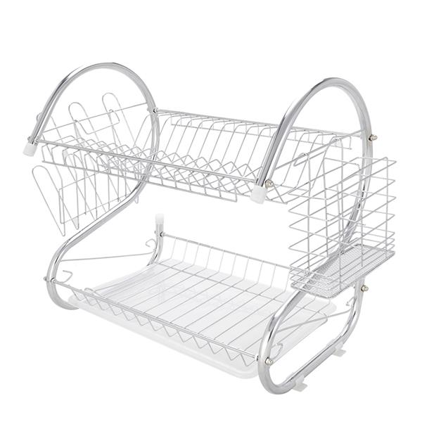 2 Layer Dish Organizer Storage Bowls Shelf for Home