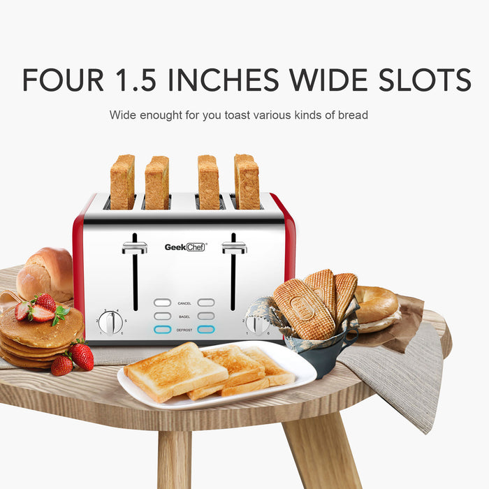 Geek Chef 4 Slice Toaster Retro Bagel Toaster