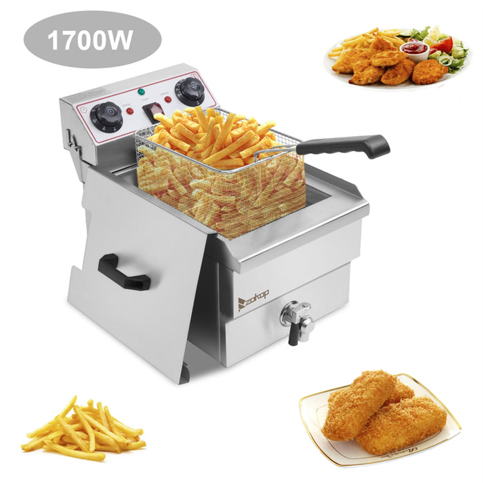 Stainless Steel Faucet Single Tank Deep Fryer 1.7KW 12.5QT/11.8L
