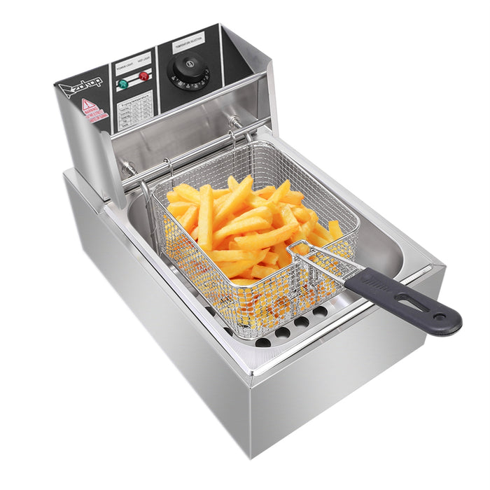 Stainless Steel Single Cylinder Electric Fryer 2500W MAX 110V 6L