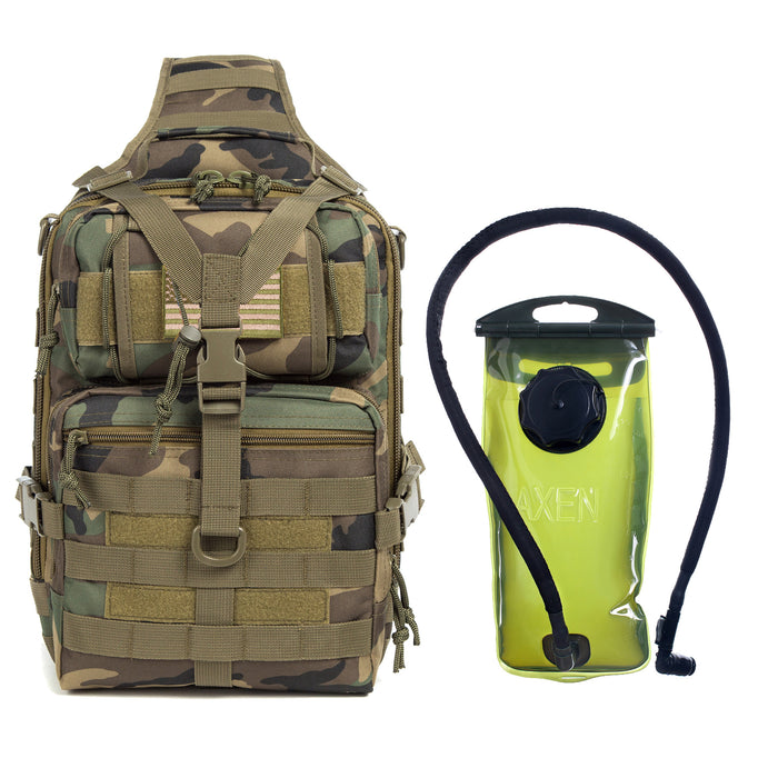 Tactical EDC Sling Bag Pack, Military Rover Shoulder Molle Backpack, with USA Flag Patch