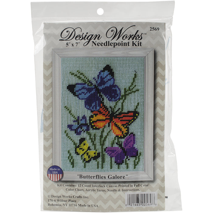 Design Works Needlepoint Kit 5"X7"-Butterflies Galore-Stitched In Yarn