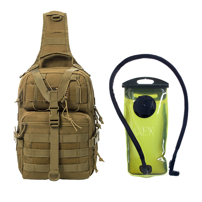 Tactical EDC Sling Bag Pack, Military Rover Shoulder Molle Backpack, with USA Flag Patch
