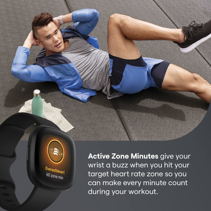 Fitbit Versa 3 Health & Fitness Smartwatch with GPS, 24/7 Heart Rate, Alexa Built-in, 6+ Days Battery, Black/Black, One Size (S & L Bands Included)