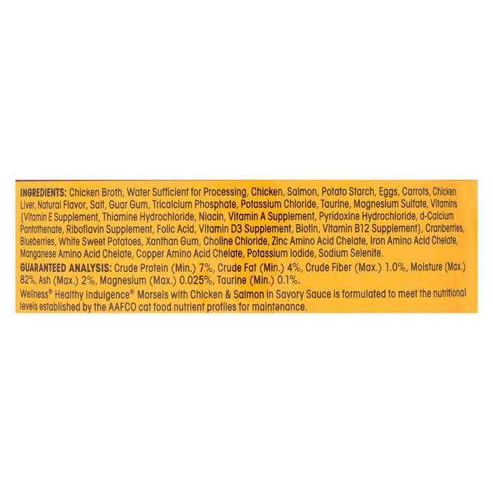 Wellness Pet Products Cat Food - Morsels with Chicken and Salmon In Savory Sauce - Case of 24 - 3 oz.