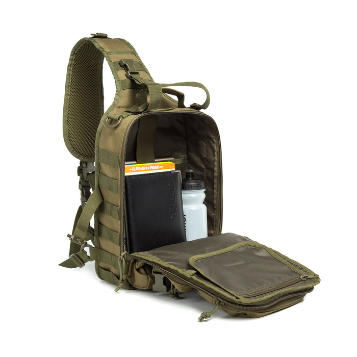 Tactical EDC Sling Bag Pack, Military Rover Shoulder Molle Backpack, with USA Flag Patch