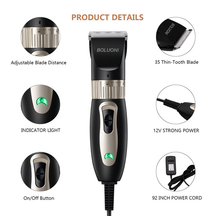 M02-03 Dog Clippers Shaver 12V High Power Dog Grooming Clippers for Thick Heavy Coats Plug-in Professional Pet Trimmer Clippers Kit with 4 Guard Comb