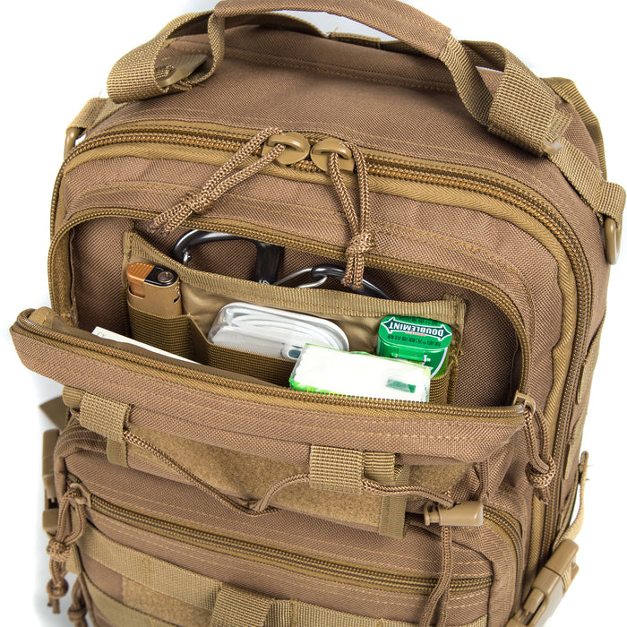 Tactical EDC Sling Bag Pack, Military Rover Shoulder Molle Backpack, with USA Flag Patch