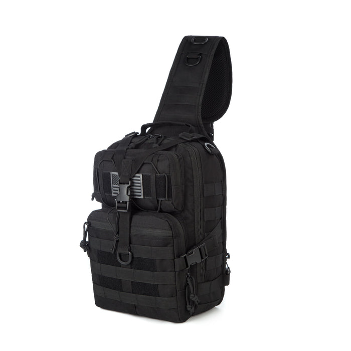 Tactical EDC Sling Bag Pack, Military Rover Shoulder Molle Backpack, with USA Flag Patch