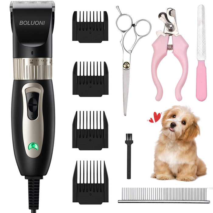 M02-03 Dog Clippers Shaver 12V High Power Dog Grooming Clippers for Thick Heavy Coats Plug-in Professional Pet Trimmer Clippers Kit with 4 Guard Comb