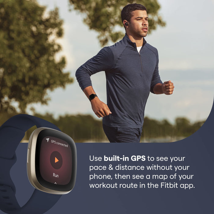 Fitbit Versa 3 Health & Fitness Smartwatch with GPS, 24/7 Heart Rate, Alexa Built-in, 6+ Days Battery, Black/Black, One Size (S & L Bands Included)