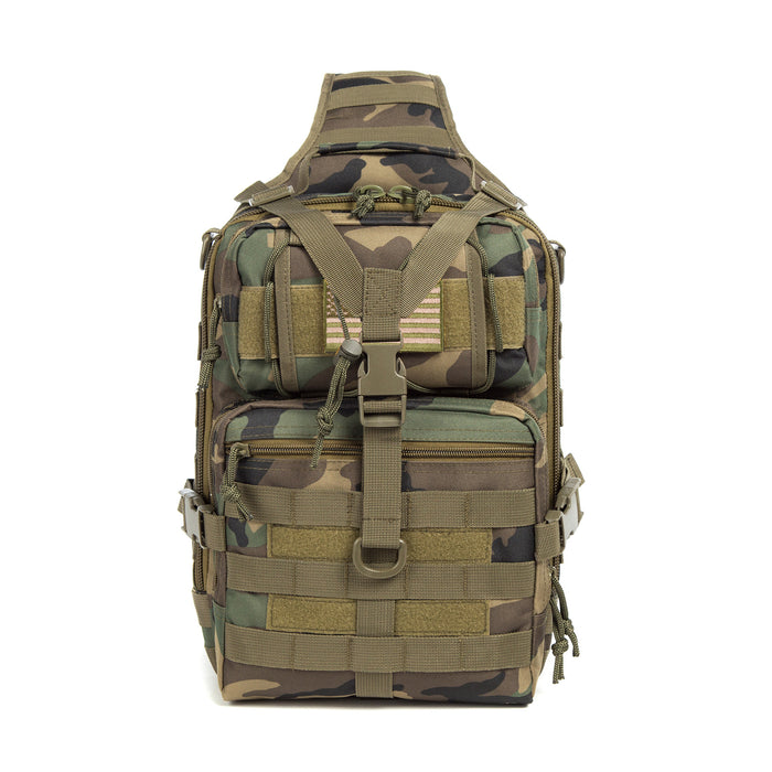 Tactical EDC Sling Bag Pack, Military Rover Shoulder Molle Backpack, with USA Flag Patch