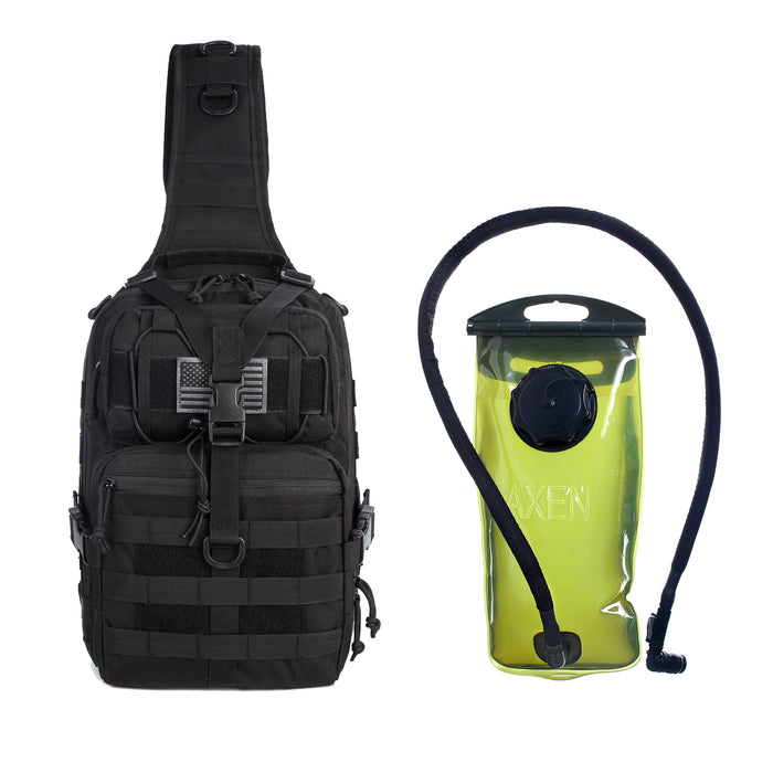 Tactical EDC Sling Bag Pack, Military Rover Shoulder Molle Backpack, with USA Flag Patch
