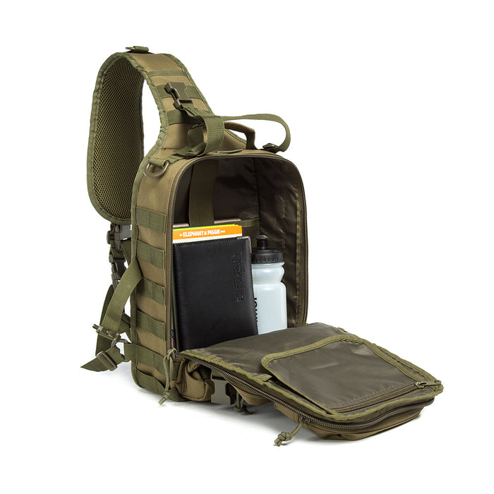 Tactical EDC Sling Bag Pack, Military Rover Shoulder Molle Backpack, with USA Flag Patch