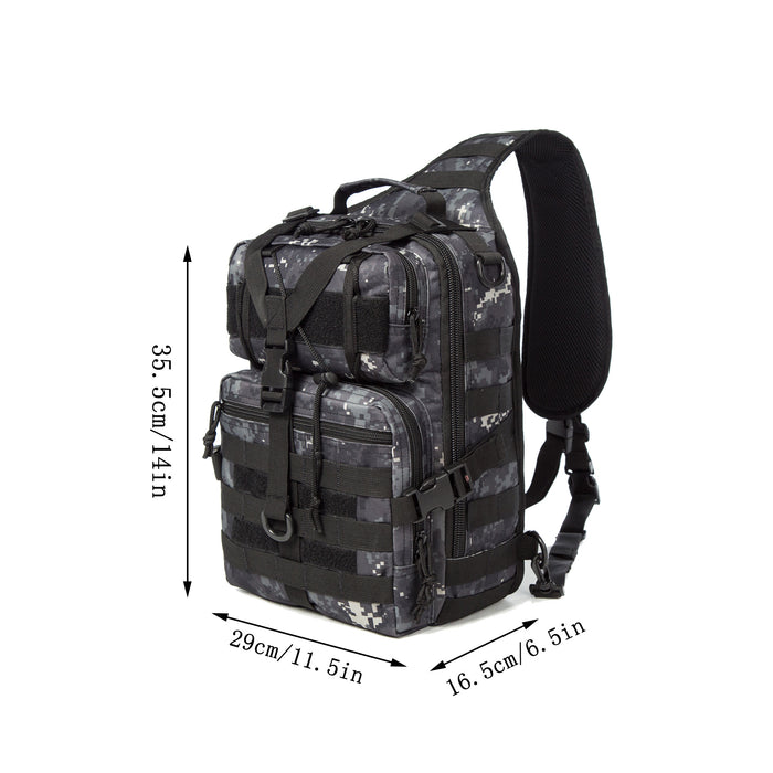 Tactical EDC Sling Bag Pack, Military Rover Shoulder Molle Backpack, with USA Flag Patch