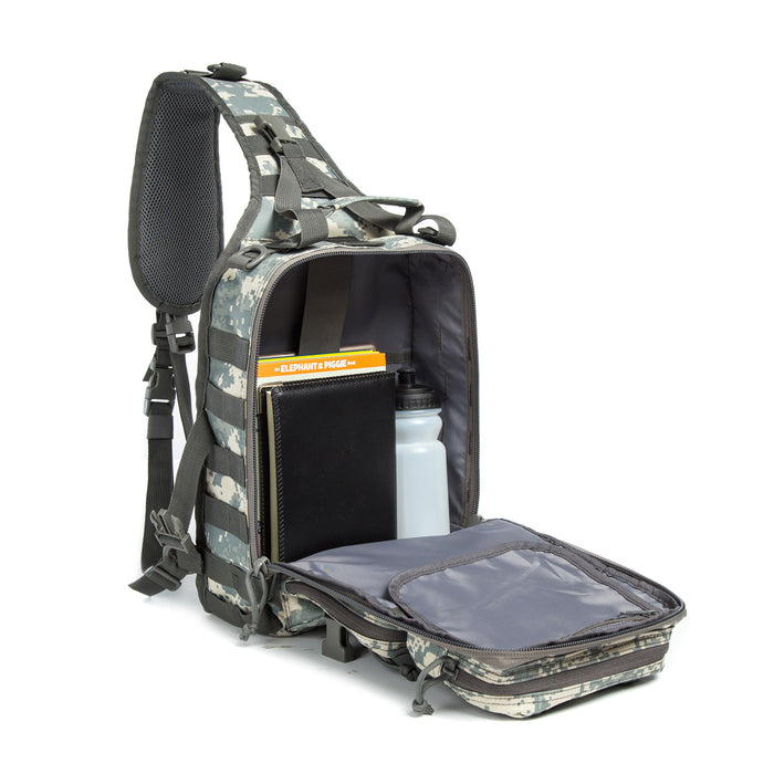 Tactical EDC Sling Bag Pack, Military Rover Shoulder Molle Backpack, with USA Flag Patch