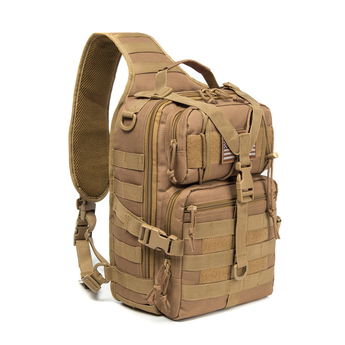 Tactical EDC Sling Bag Pack, Military Rover Shoulder Molle Backpack, with USA Flag Patch