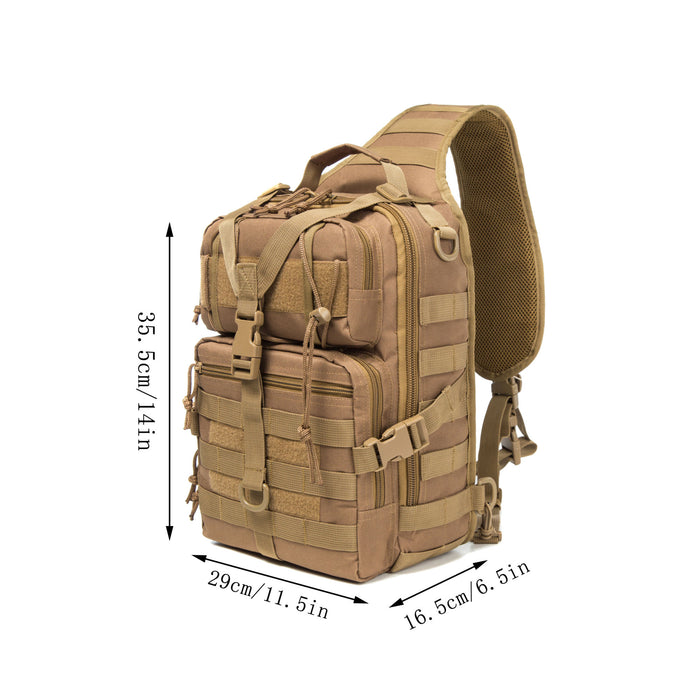 Tactical EDC Sling Bag Pack, Military Rover Shoulder Molle Backpack, with USA Flag Patch