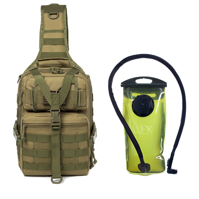Tactical EDC Sling Bag Pack, Military Rover Shoulder Molle Backpack, with USA Flag Patch
