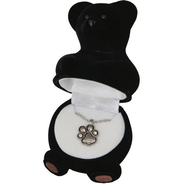 Paw Pendant In Black Bear Box Case Pack 24