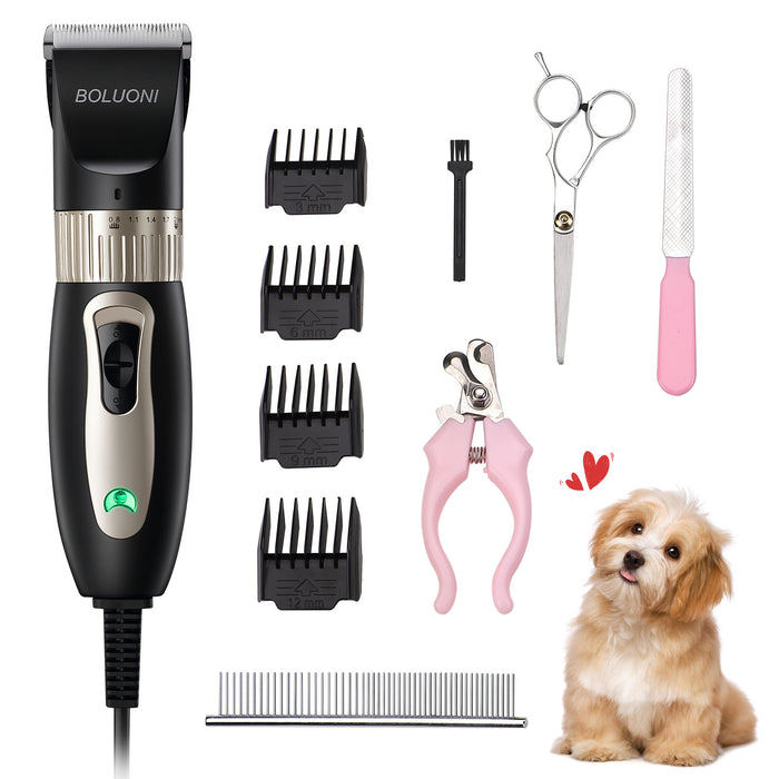 M02-03 Dog Clippers Shaver 12V High Power Dog Grooming Clippers for Thick Heavy Coats Plug-in Professional Pet Trimmer Clippers Kit with 4 Guard Comb