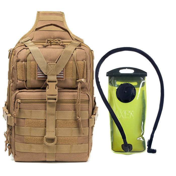 Tactical EDC Sling Bag Pack, Military Rover Shoulder Molle Backpack, with USA Flag Patch