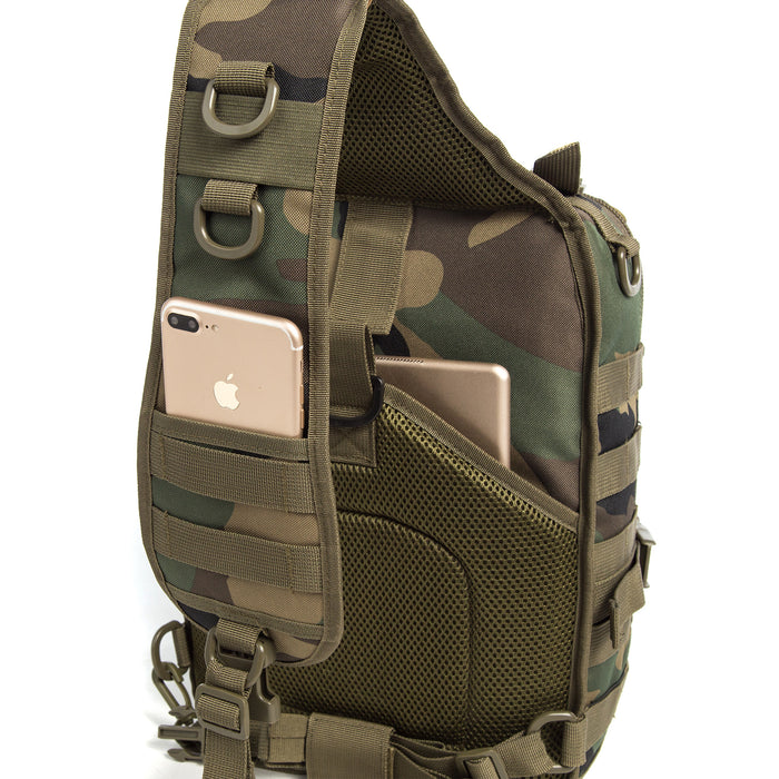 Tactical EDC Sling Bag Pack, Military Rover Shoulder Molle Backpack, with USA Flag Patch