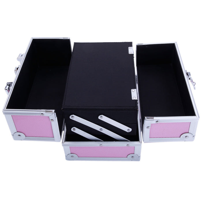 Aluminum Makeup Train Case Jewelry Box Cosmetic Organizer with Mirror 9"x6"x6" RT