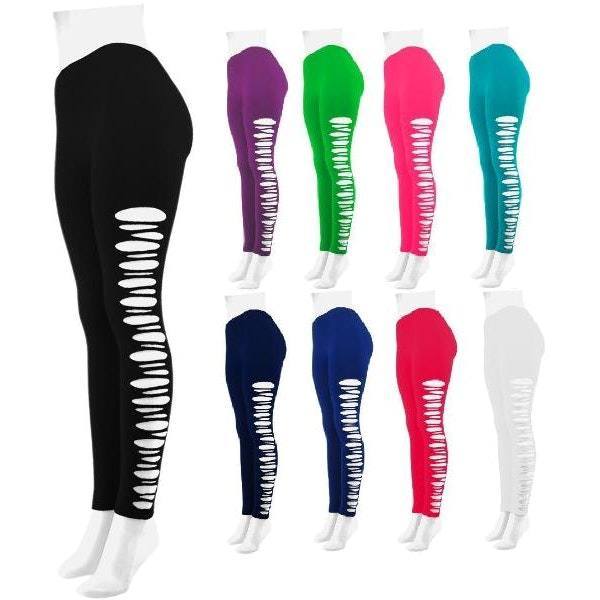 Women's Footless Ripped Leggings Case Pack 16