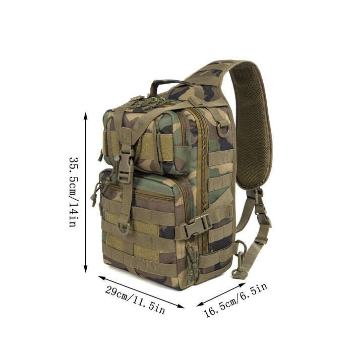 Tactical EDC Sling Bag Pack, Military Rover Shoulder Molle Backpack, with USA Flag Patch