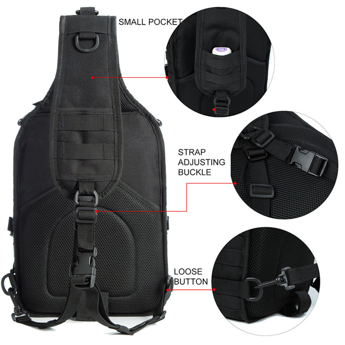 Tactical EDC Sling Bag Pack, Military Rover Shoulder Molle Backpack, with USA Flag Patch