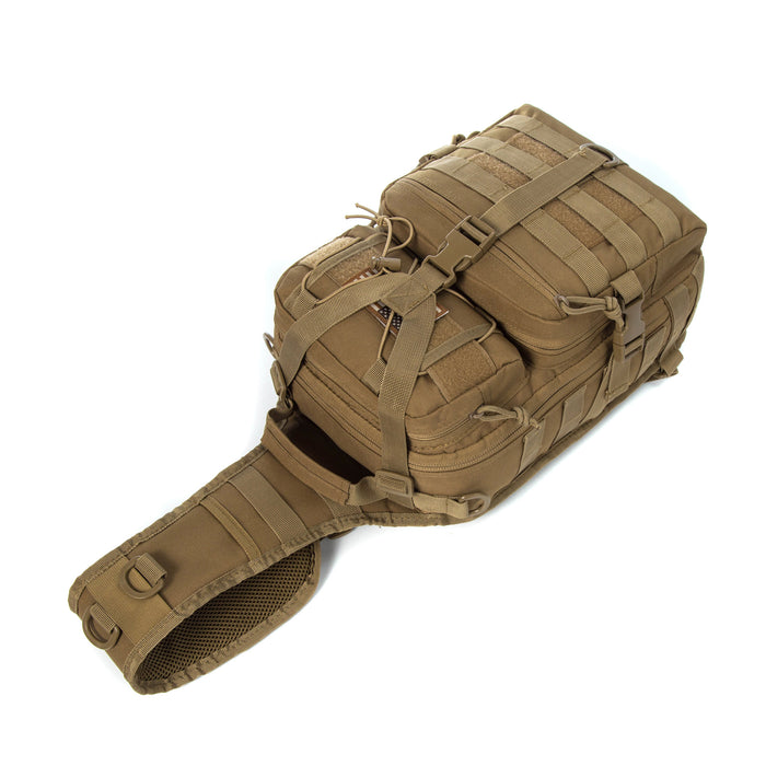 Tactical EDC Sling Bag Pack, Military Rover Shoulder Molle Backpack, with USA Flag Patch