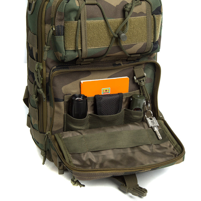 Tactical EDC Sling Bag Pack, Military Rover Shoulder Molle Backpack, with USA Flag Patch
