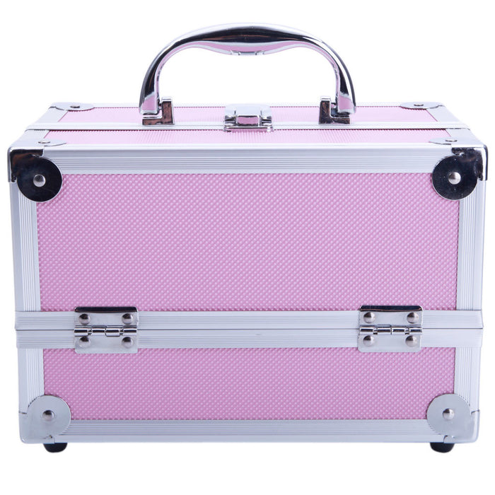 Aluminum Makeup Train Case Jewelry Box Cosmetic Organizer with Mirror 9"x6"x6" RT