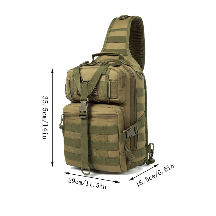 Tactical EDC Sling Bag Pack, Military Rover Shoulder Molle Backpack, with USA Flag Patch