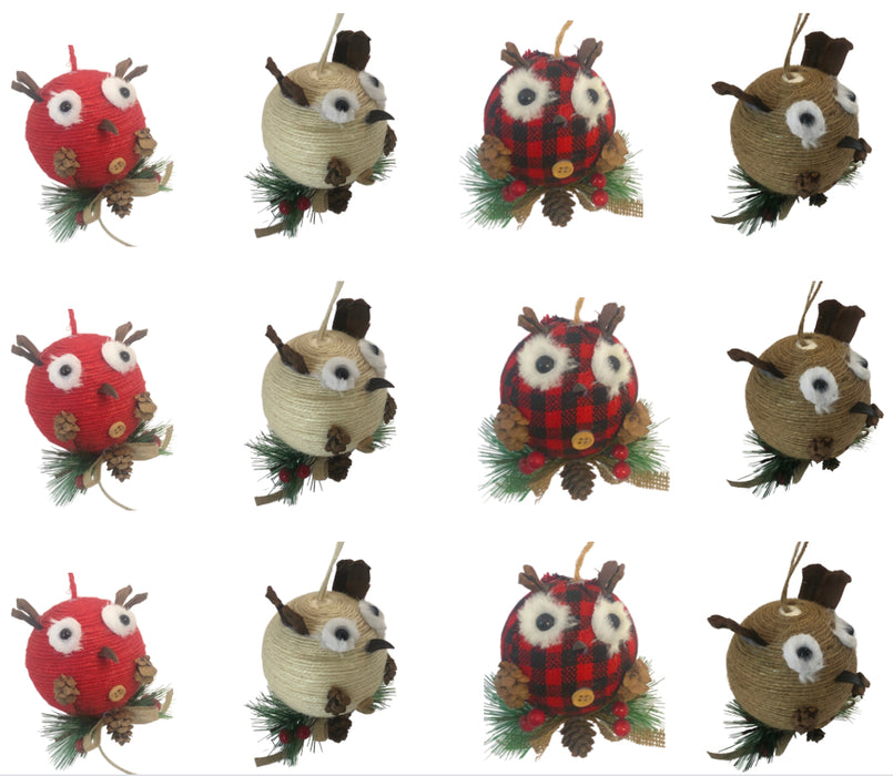 Christmas Owl Ornaments - 12 Pack