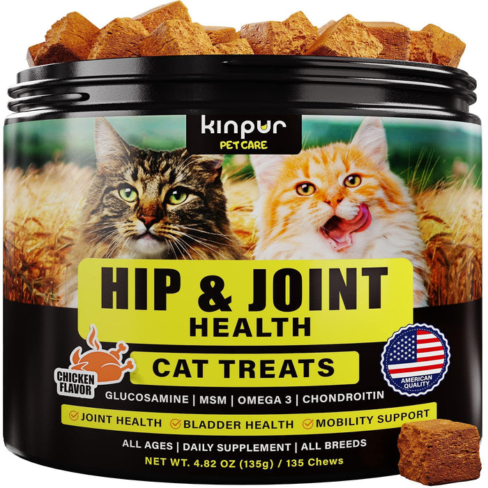 Natural Glucosamine for Cats   Effective Cat Joint Supplement That Helps Improve Flexibility and Mobility   Hip and Joint Support for Cats   American Quality (135 Chews (Pack of 1))