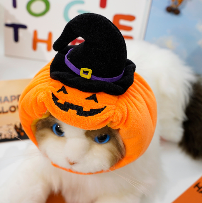 Cat Halloween Pumpkin Costume Dog Halloween Pumpkin Hat Pet Headdress