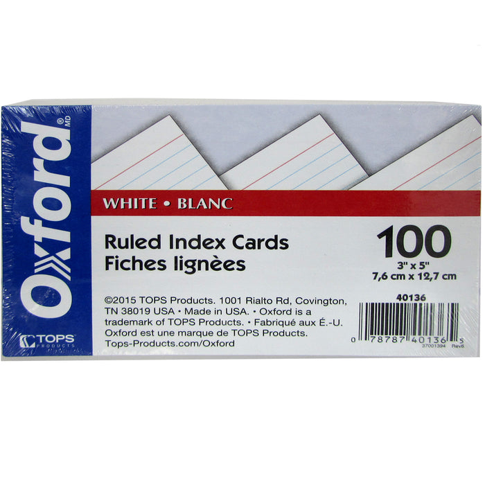 Oxford Lined Index Card - 3"x 5"