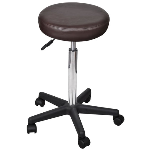Office Stool White Faux Leather