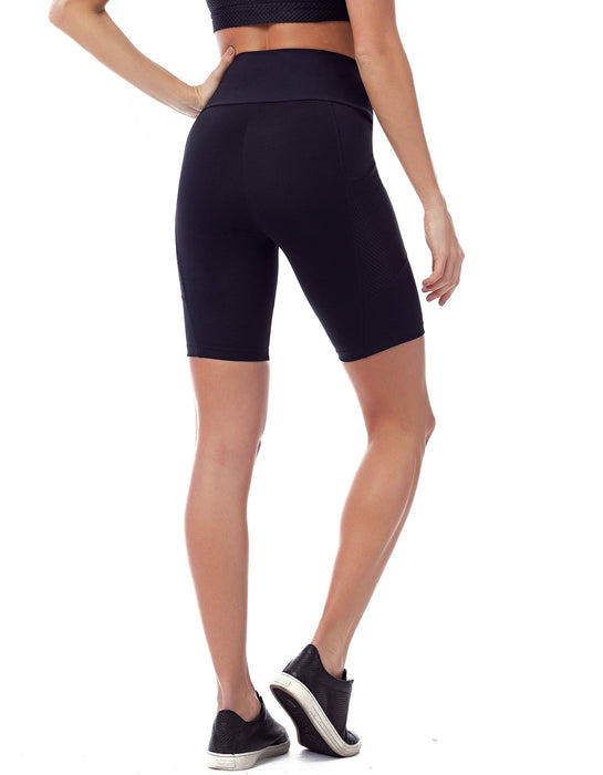 Black High Waisted Biker Shorts With Pockets