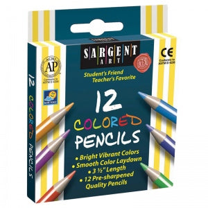 Sargent Art SAR227214BN Half-Sized Colored Pencils, 12 Per Pack -