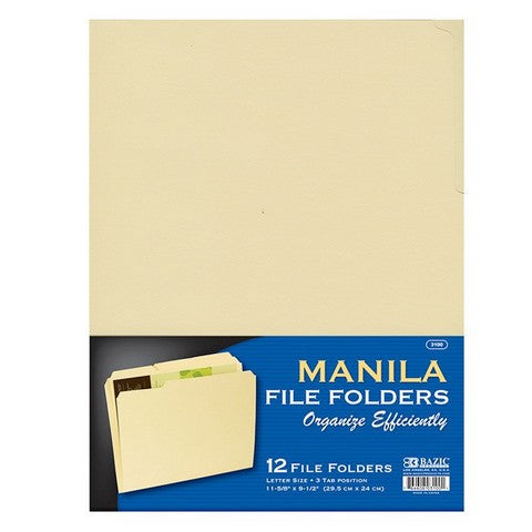 Bazic 3100   1/3 Cut Letter Size Manila File Folder (12/Pack)