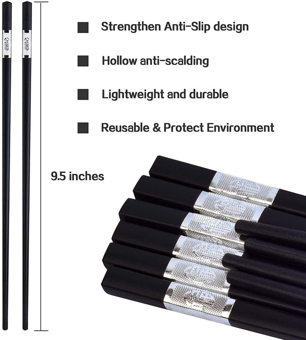 Non-Slip Durable Chopsticks 12 Pairs Reusable