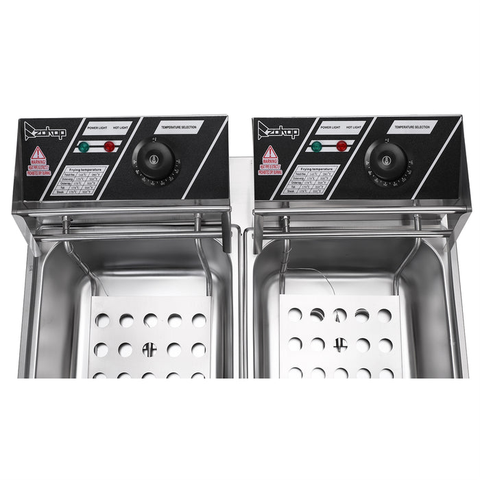 Double Cylinder Electric Fryer Stainless Steel 110V 12L