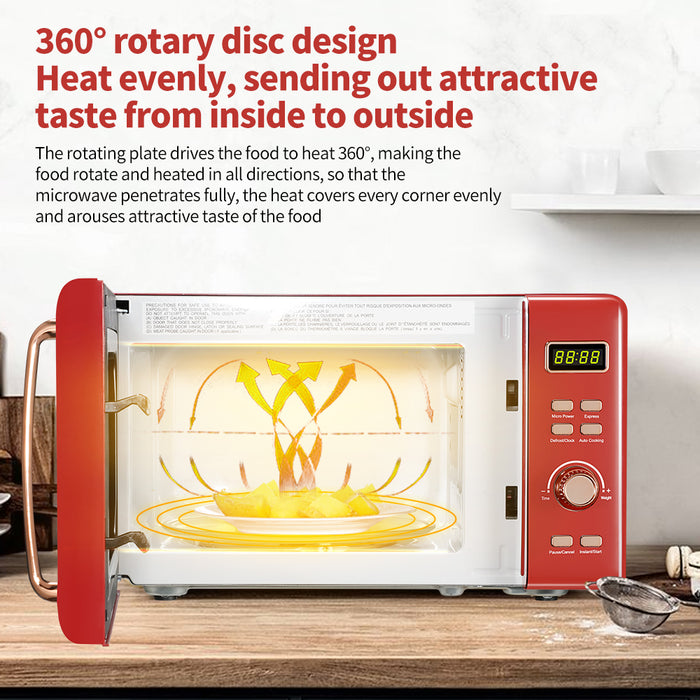 Retro Microwave With Display & Handle 20L / 0.7cuft