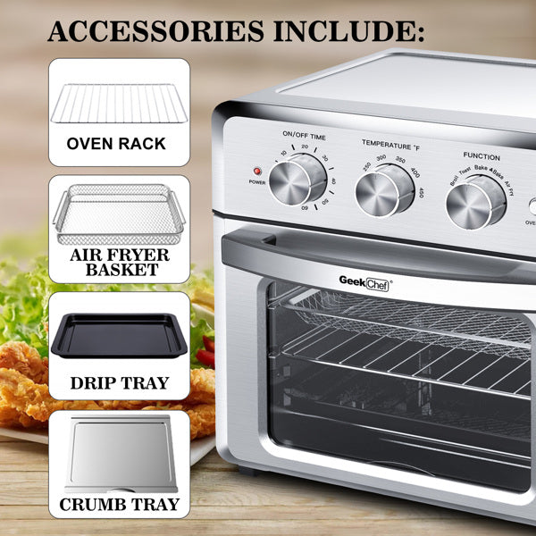 Geek Chef Stainless Steel Air Fryer Toaster Oven 1500W